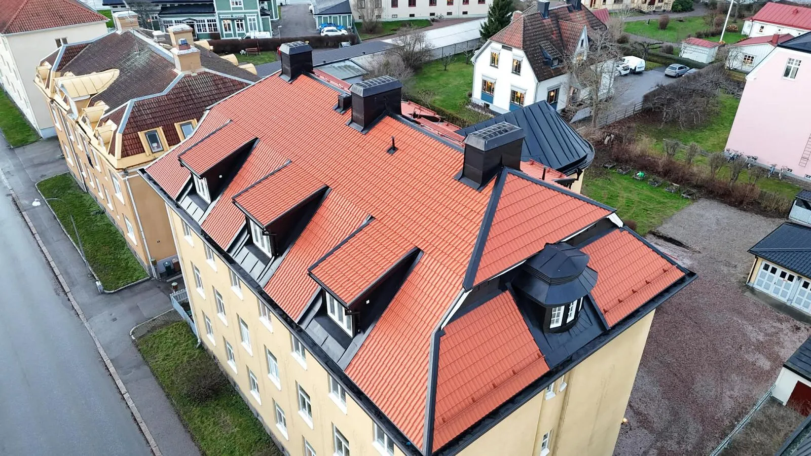 Närbild av takarbete